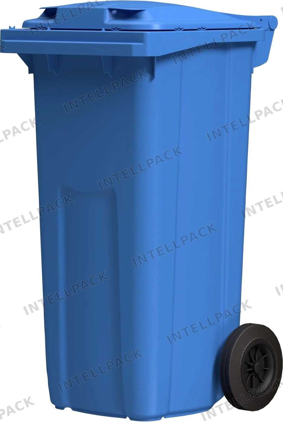 Мусорный контейнер 120 л iPlast синий 2-колёсный (д. 200 мм) с синей крышкой