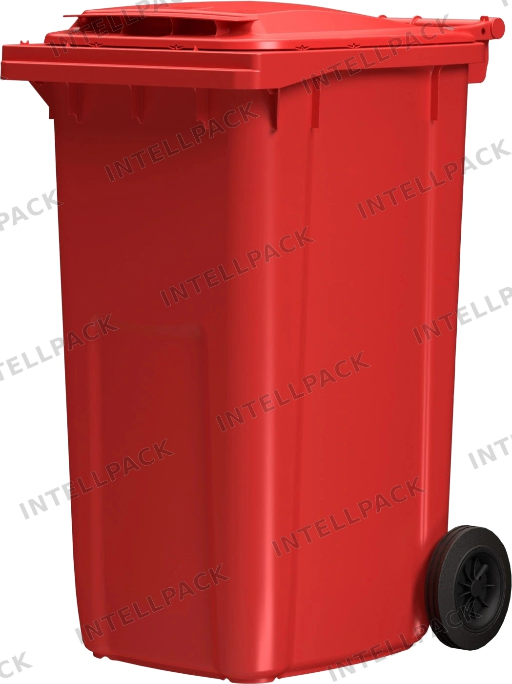 Мусорный контейнер 240 л iPlast красный 2-колёсный (д. 200 мм) с красной крышкой NEW (20.808)