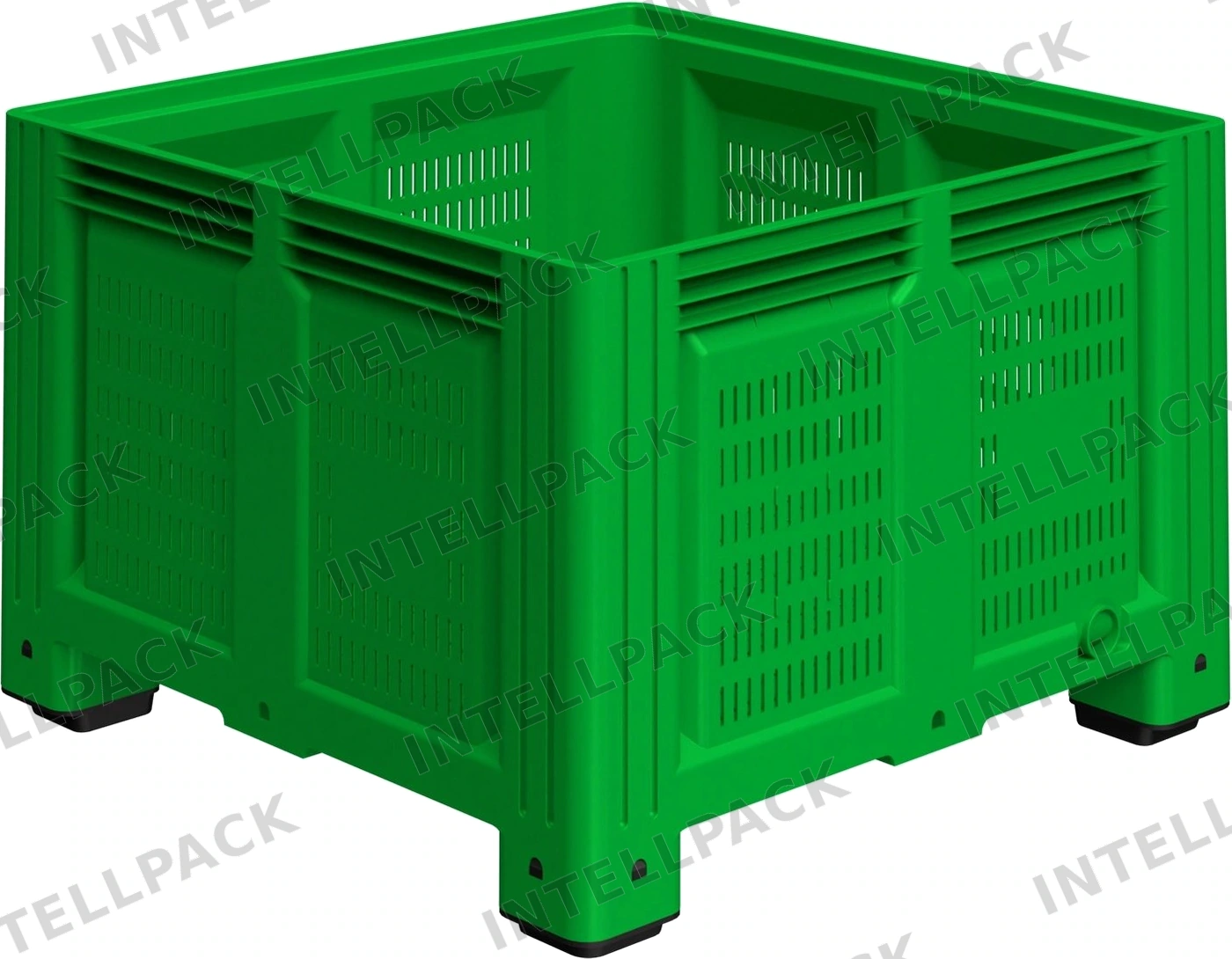 Большой контейнер 1130x1130x760 мм iPlast iBOX салатовый c перфорированными стенками и дном, на ножках