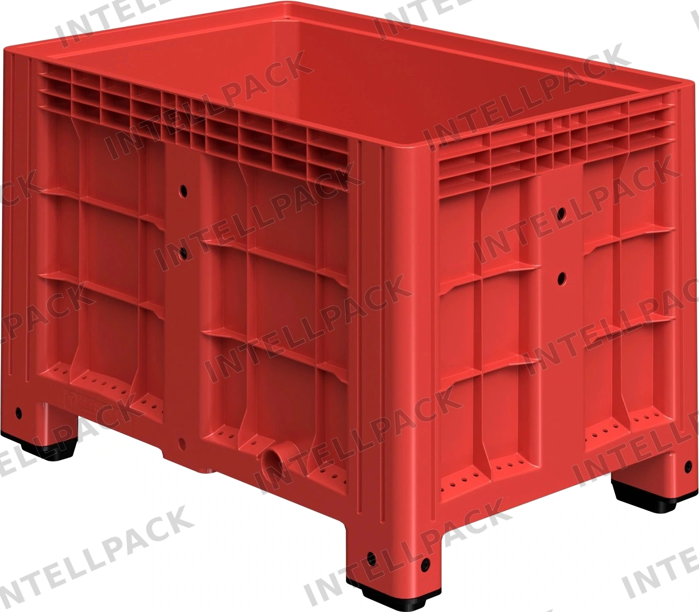 Большой контейнер 1200x800x800 мм iPlast iBOX красный со сплошными стенками и дном, на ножках