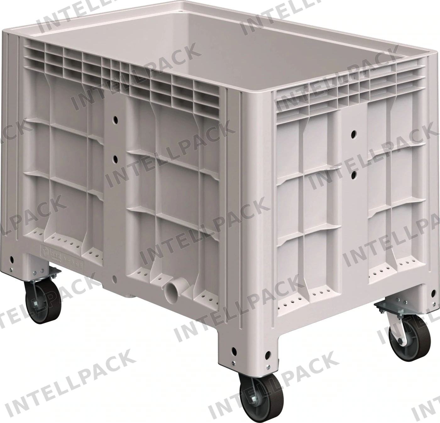 Большой контейнер 1200x800x920 мм iPlast iBOX светло-серый со сплошными стенками и дном, на колёсах