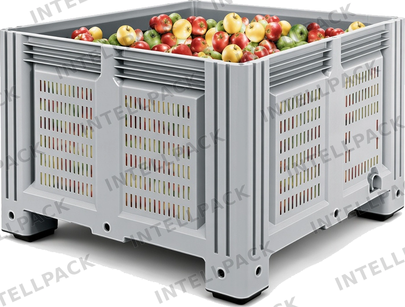 Пластиковый контейнер iBox перфорированный на полозьях 34