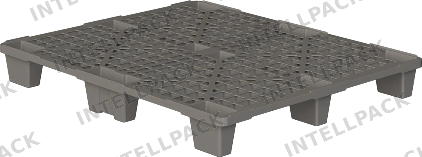 Пластиковый паллет 1200x1000x135 мм iPlast серый перфорированный на ножках с бортиком