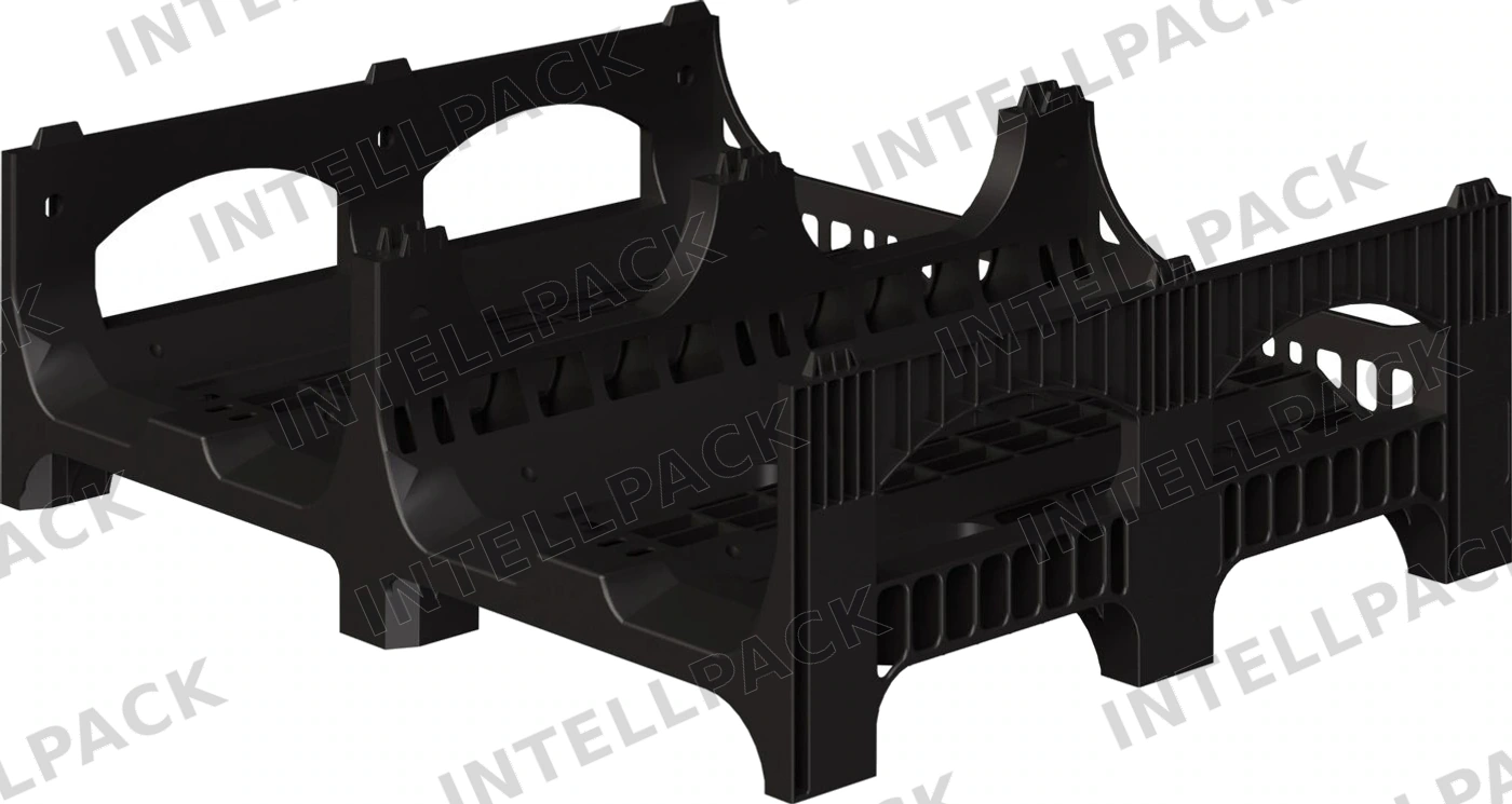 Пластиковый паллет BottleRack 1200х1000х380 мм iPlast чёрный ЭКО перфорированный на ножках с бортиком для бутылей