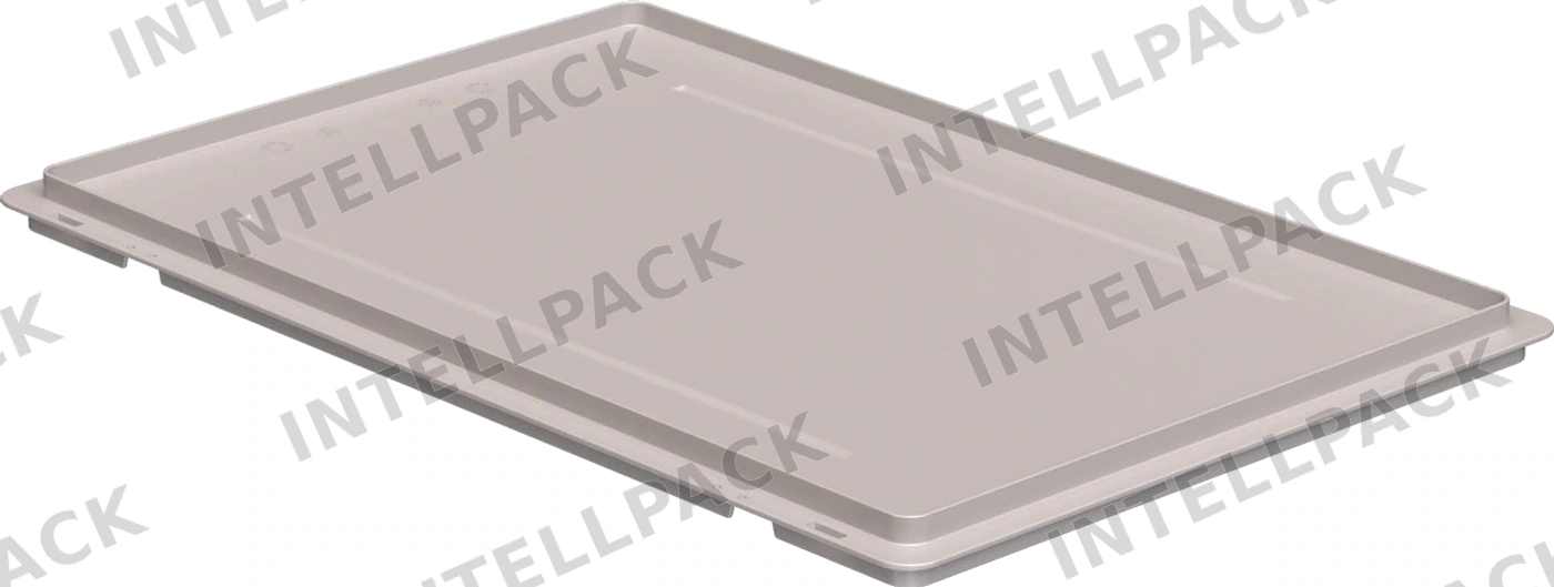 Крышка пластиковая 600х400 мм iPlast светло-серая для ящиков KLT-6415, 6429, 6147,6280 EC-6422, 6432, 6442