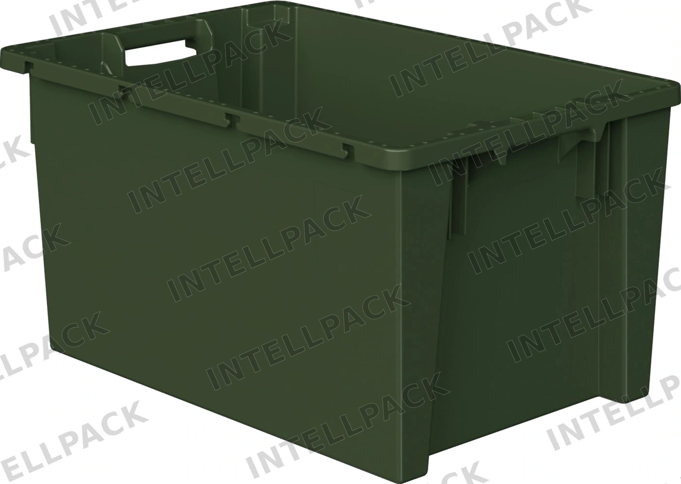 Поворотно-вкладываемый контейнер KD-6430.2 600х400х300 мм iPlast зелёный ЭКО со сплошными стенками, дном и зацепами для пакетов